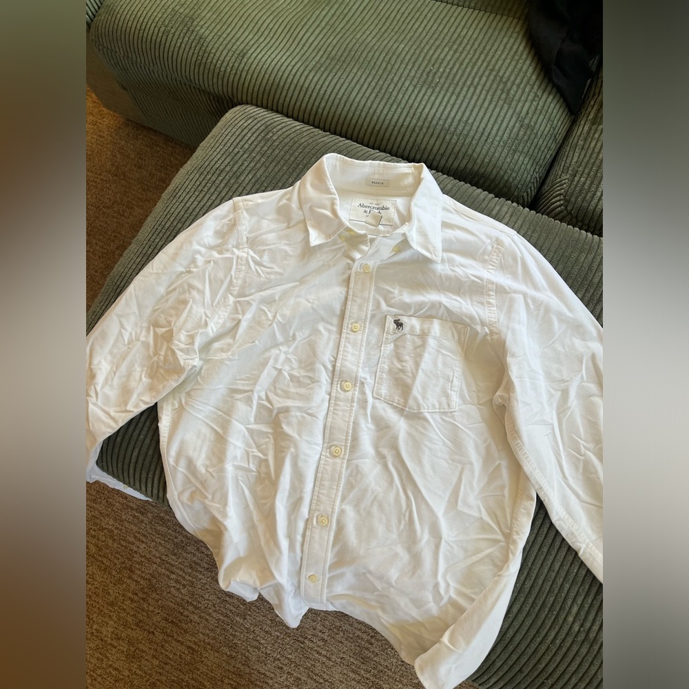 Abercrombie & Fitch Crisp White Muscle Long Sleeve Button Down Shirt XXL